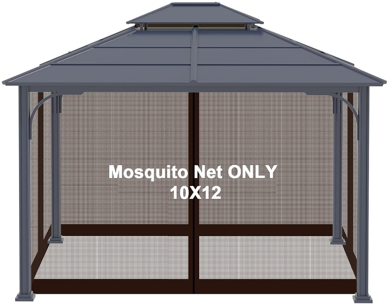 Gazebo Universal Replacement Mosquito Netting - Viragzas Adjustable Screen Sidewalls Curtain Mesh Panels Netting Walls with Zipper FIT for Patio 10'x10' or 10'x12' Canopy Tent (Khaki, 10x10) Home & Garden > Lawn & Garden > Outdoor Living > Outdoor Structures > Canopies & Gazebos viragzas Brown 10x12 