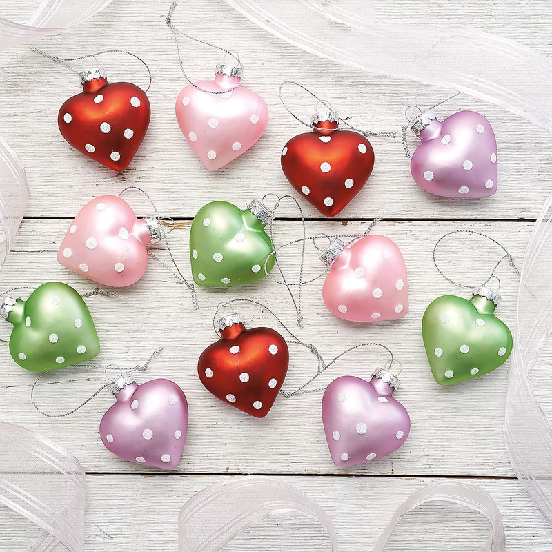 Lillian Vernon Hand Painted Pastel Glass Easter Egg Ornaments - Holiday Home Decor, Spring Themed Tree Decorations, Outdoor & Indoor Use, 1 _ Inches X 2 Inches, 6 Designs, Set of 12 Home & Garden > Decor > Seasonal & Holiday Decorations Lillian Vernon Dot Hearts  