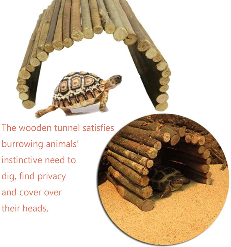 Hamiledyi Reptile Decor Hideout Wooden Guinea Pig Bridge Bendy Tunnel for Rodents Chewing Climbing Ladder Hideaway for Gecko Spiders Lizards Snakes Gerbil Rabbit Ferret Hedgehog Rat Gerbil