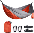 Double& Single Camping Hammock Nylon Portable Parachute Lightweight for Backyard, Hiking, Beach Home & Garden > Lawn & Garden > Outdoor Living > Hammocks ROYALTY Orange/Gray Twin 