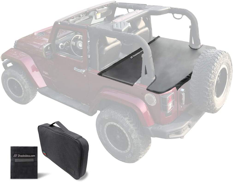 Shadeidea Tonneau Cover for Jeep Wrangler JK Unlimited (2007-2018) 4 Door Rear Trunk Cover Cargo Vinyl Cover for JKU Tailgate Ton Cover-Black-3 Years Warranty Sporting Goods > Outdoor Recreation > Camping & Hiking > Tent Accessories Shadeidea Black JK(2007-2018) 2d 