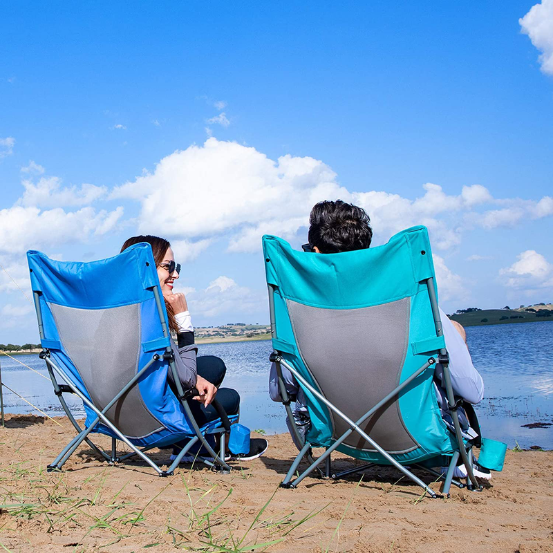 Kingcamp Low Sling Beach Chair for Camping Concert Lawn, Low and High Mesh Back Two Versions Sporting Goods > Outdoor Recreation > Camping & Hiking > Camp Furniture KingCamp   
