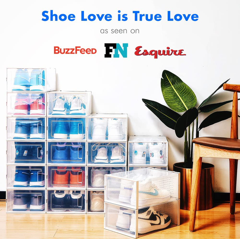 Shoe Boxes Clear Plastic Stackable, Clear Shoe Organizer for Closet, Shoe Storage Organizer, Clear Shoe Boxes Stackable, Shoe Storage Boxes, Plastic Shoe Boxes with Lids, Drop Front Shoe Box by NEATLY