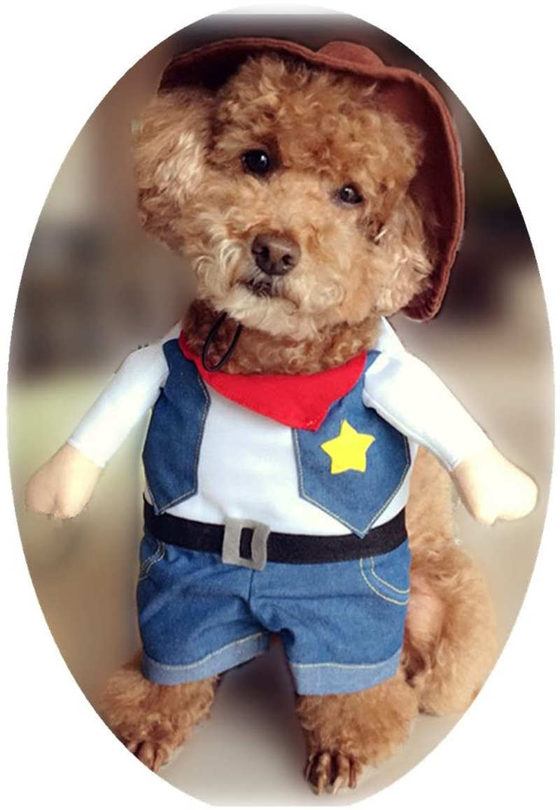 NACOCO Cowboy Dog Costume with Hat Dog Clothes Halloween Costumes for Cat and Small Dog Animals & Pet Supplies > Pet Supplies > Cat Supplies > Cat Apparel NACOCO   