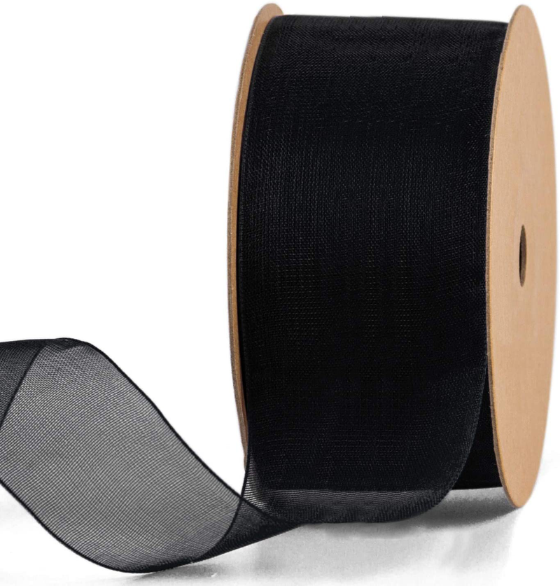 LaRibbons 1 Inch Sheer Organza Ribbon - 25 Yards for Gift Wrappping, Bouquet Wrapping, Decoration, Craft - Rose Arts & Entertainment > Hobbies & Creative Arts > Arts & Crafts > Art & Crafting Materials > Embellishments & Trims > Ribbons & Trim LaRibbons Black 1.5 inch x 25 Yards 