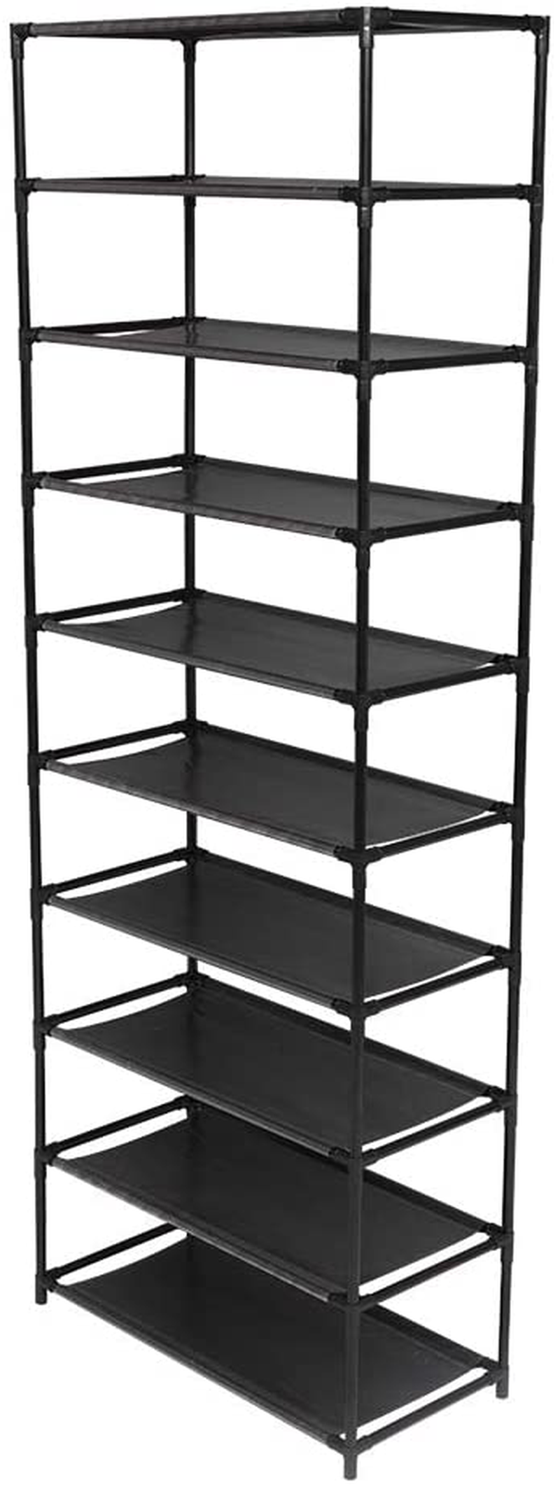 SLCSY 10 Tier Stackable Shoe Rack Storage Shelves - Stainless Steel Frame Holds 50 Pairs of Shoes