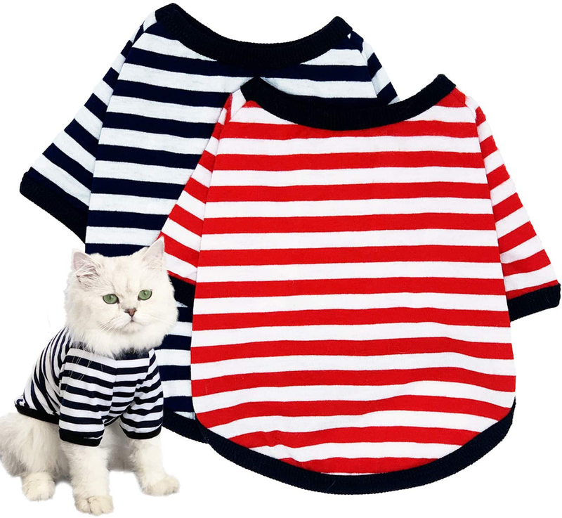 Dog Shirt Pet Clothes Cotton Striped Clothing, 2 Pack Puppy Vest T-Shirts Outfits for Dogs and Cat Apparel, Doggy Breathable Soft Shirts for Small Medium Large Dogs Kitten Boy and Girl… Animals & Pet Supplies > Pet Supplies > Cat Supplies > Cat Apparel Tealots Black Small 