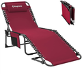 Kingcamp Adjustable 4-Position Heavy Duty Folding Chaise Lounge Chair with Pillow Pocket, Portable Great for Outdoor Patio Lawn Beach Pool Sunbathing, Supports 264Lbs Sporting Goods > Outdoor Recreation > Camping & Hiking > Camp Furniture KingCamp Wine  