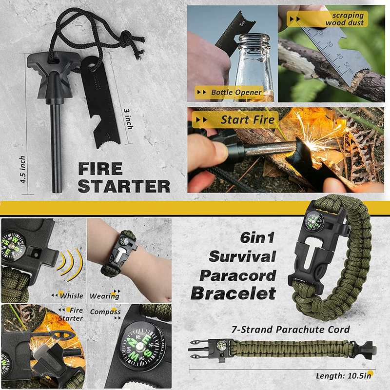 Gifts for Men Dad Husband, Survival Gear and Equipment 12 in 1, Survival Kit, Christmas Stocking Stuffers, Fishing Hunting Camping Birthday Gifts for Him Teen Boy Boyfriend Women, Cool Gadgets Stuff
