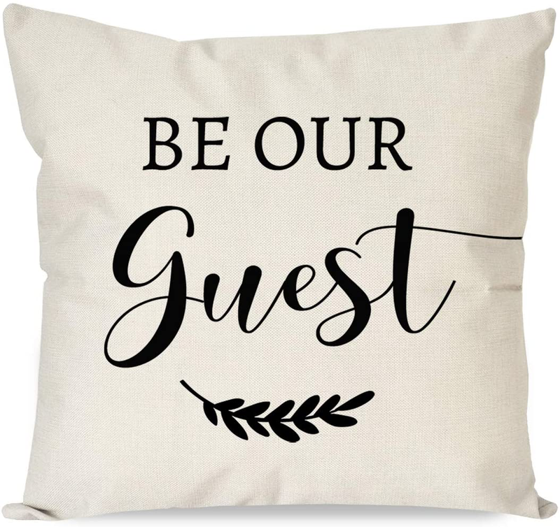 PANDICORN Set of 2 Farmhouse Throw Pillows Covers 18x18 with Quotes Stay Awhile Be Our Guest for Home Décor Living Room Outdoor Porch Home & Garden > Decor > Seasonal & Holiday Decorations PANDICORN   
