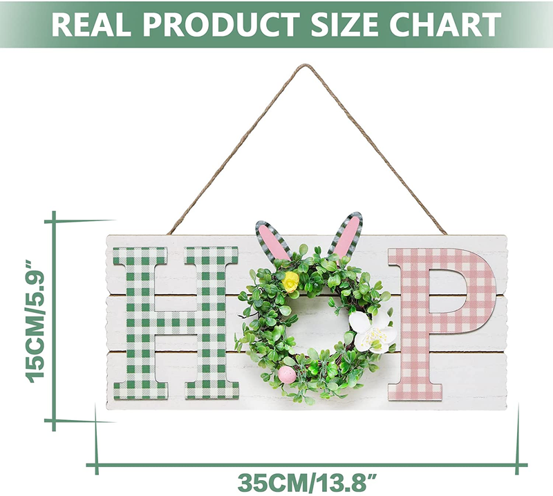 SY Super Bang Hop Sign, Rustic Wooden Hanging Easter Front Door Wreaths Decorations, for Home Wall Porch Farmhouse Spring Summer Party Decor - Indoor/Outdoor.
