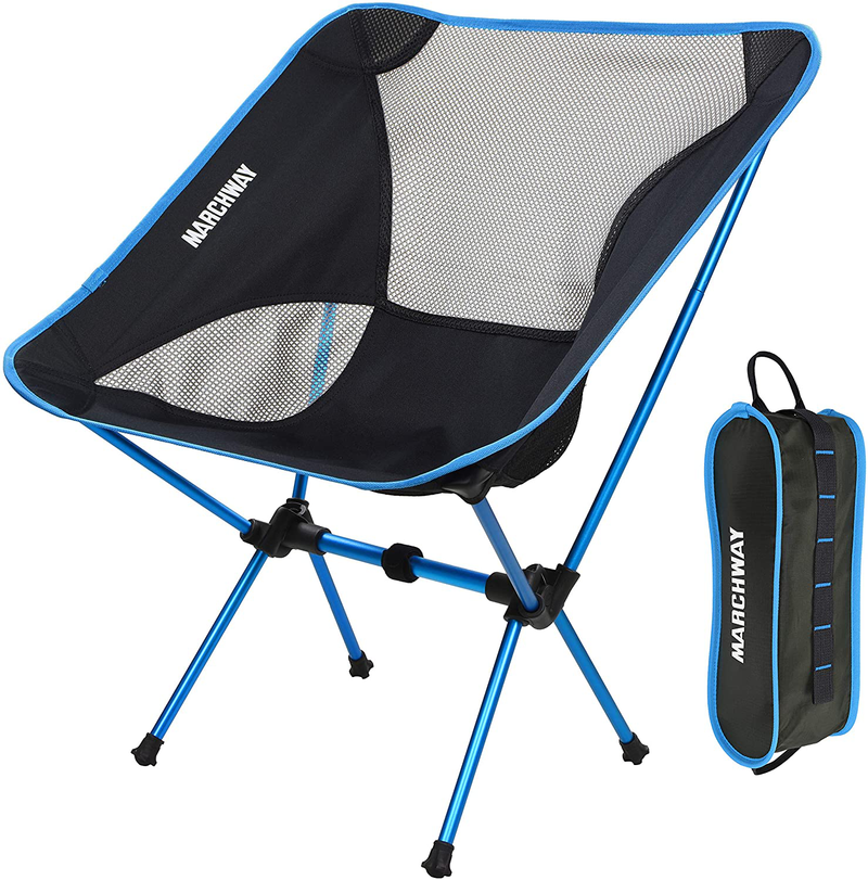 MARCHWAY Ultralight Folding Camping Chair, Portable Compact for Outdoor Camp, Travel, Beach, Picnic, Festival, Hiking, Lightweight Backpacking Sporting Goods > Outdoor Recreation > Camping & Hiking > Camp Furniture MARCHWAY Sky Blue  