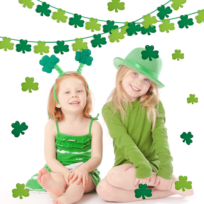 St Patricks Day Decorations 5 Pack Shamrock Clover Felt Banner Garland for St Patricks Day Decor Dark Green Light Green for Party Home Store Arts & Entertainment > Party & Celebration > Party Supplies OEAGO   