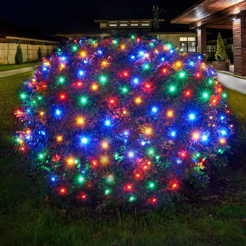 Led Christmas Net Lights Outdoor Christmas Decorations Lights 160LED 4ftx7ft, Connectable Outdoor Indoor Fairy Mesh String Lights for Party, Holiday, Wedding, Tree, Bushes Decorations (Multicolor) Home & Garden > Decor > Seasonal & Holiday Decorations& Garden > Decor > Seasonal & Holiday Decorations Dirnun Multicolor  