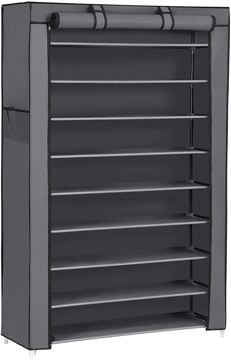 SONGMICS 10-Tier Shoe Rack, 34.6 X 11 X 63 Inches, Holds up to 50 Pairs, Storage Organizer with Dustproof Cover Gray Furniture > Cabinets & Storage > Armoires & Wardrobes SONGMICS   