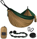 Gold Armour Camping Hammock - Extra Large Double Parachute Hammock USA Based Brand Lightweight Nylon Adults Teens Kids, Camping Accessories Gear (Sky Blue and Gray) Home & Garden > Lawn & Garden > Outdoor Living > Hammocks Gold Armour Khaki and Dark Green  