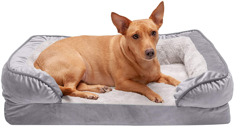 Furhaven Orthopedic, Cooling Gel, and Memory Foam Pet Beds for Small, Medium, and Large Dogs and Cats - Luxe Perfect Comfort Sofa Dog Bed, Performance Linen Sofa Dog Bed, and More Animals & Pet Supplies > Pet Supplies > Dog Supplies > Dog Beds Furhaven Velvet Waves Granite Gray Sofa Bed (Egg Crate Orthopedic Foam) Medium (Pack of 1)