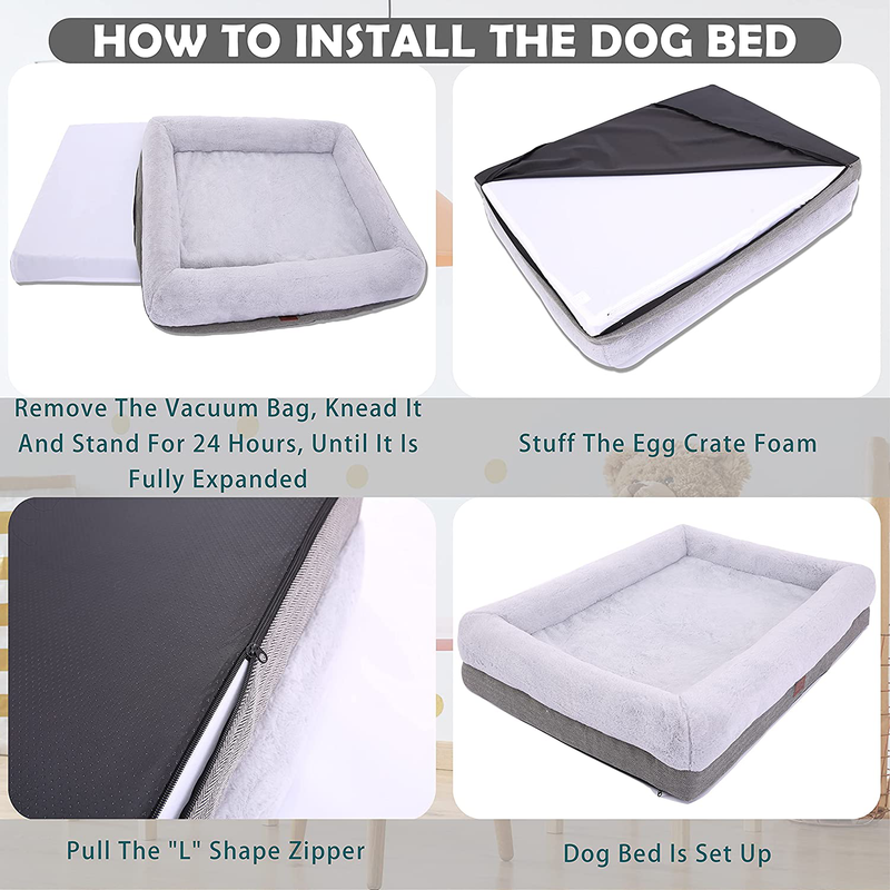 Orthopedic Dog Bed for Large Dogs and Medium Dogs, Dog Sofa Bed with Waterproof Liner Pad and Removable Washable Cover, Dog Mat for Crates and Couch，Puppy Bed, Pet Bed