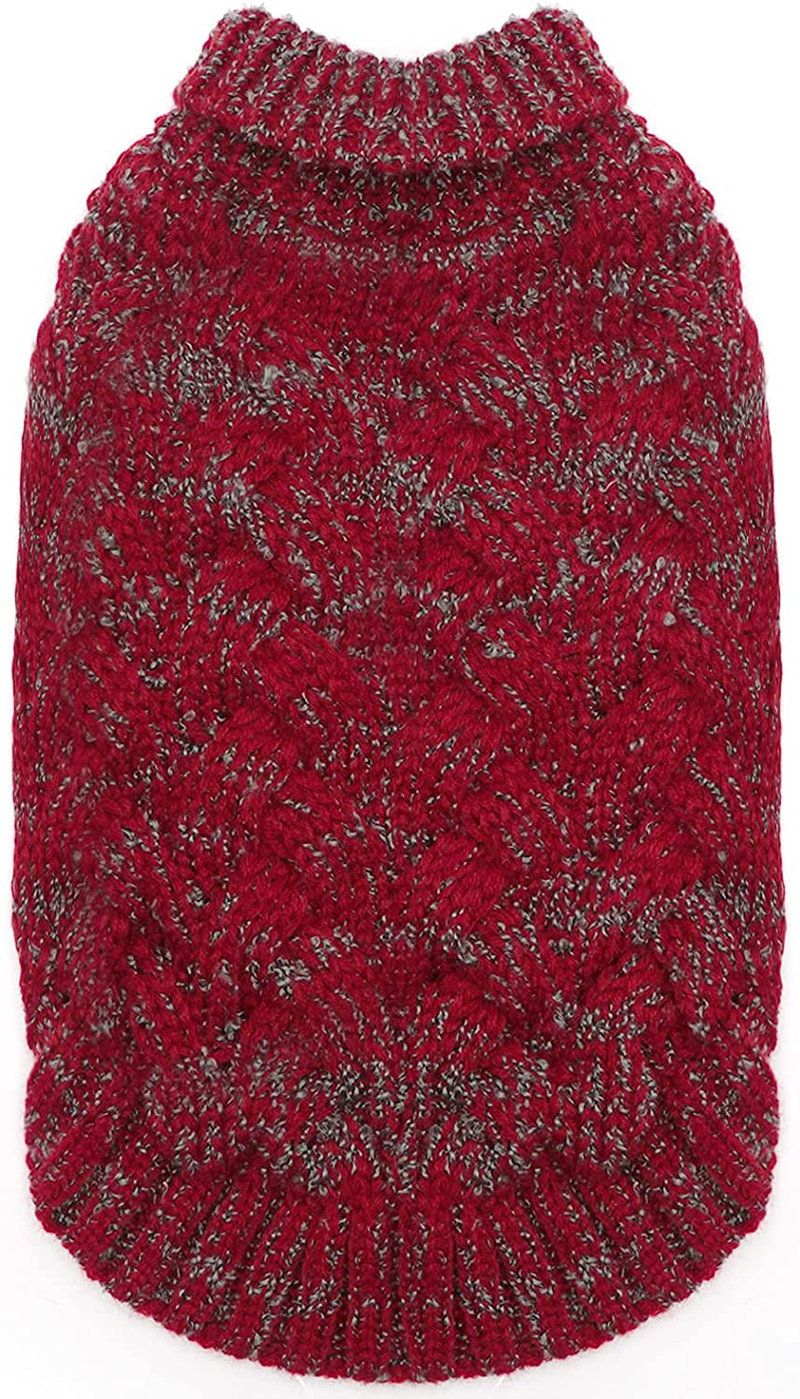 Cyeollo Dog Sweater Thickened Dog Sweaters Turtleneck Soft Pullover Knitwear Warm Winter Dog Clothes for Small Medium Dogs Animals & Pet Supplies > Pet Supplies > Dog Supplies > Dog Apparel cyeollo Burgundy Small 