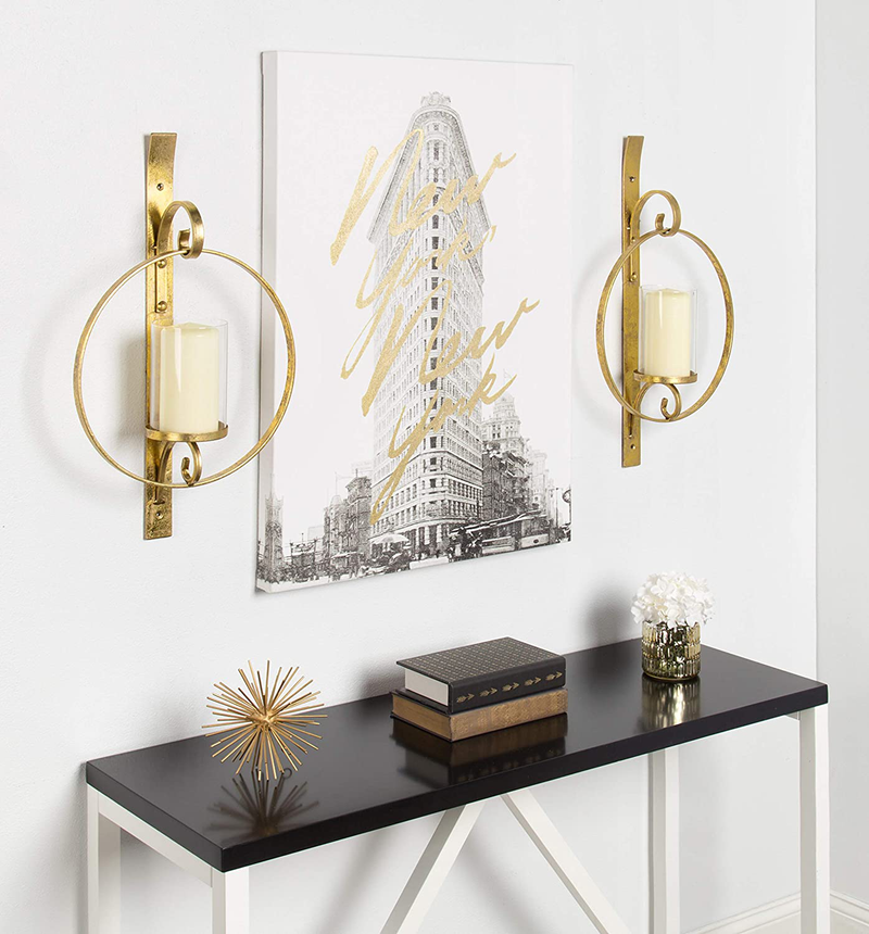 Kate and Laurel Doria Metal Wall Candle Holder Sconce, Gold Home & Garden > Decor > Home Fragrance Accessories > Candle Holders Kate and Laurel   