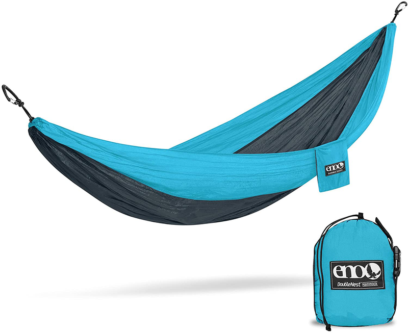 ENO, Eagles Nest Outfitters DoubleNest Lightweight Camping Hammock, 1 to 2 Person, Seafoam/Grey Home & Garden > Lawn & Garden > Outdoor Living > Hammocks ENO Teal/Charcoal Standard Packaging 