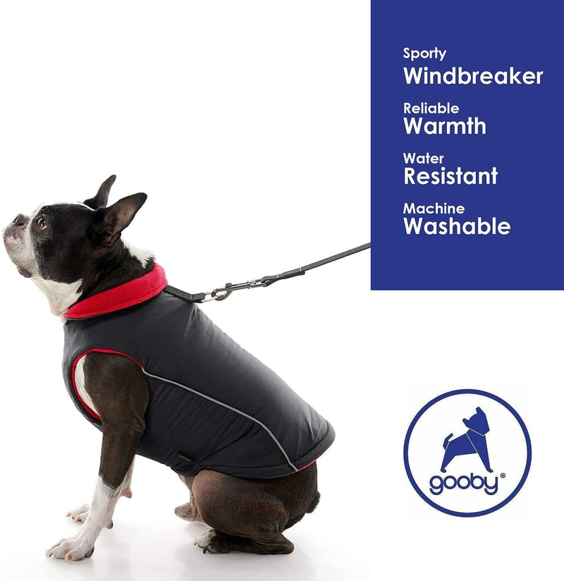 Gooby Sports Vest Dog Jacket - Reflective Dog Vest with D Ring Leash - Warm Fleece Lined Small Dog Sweater, Hook and Loop Closure - Dog Clothes for Small Dogs Boy or Girl for Indoor and Outdoor Use Animals & Pet Supplies > Pet Supplies > Dog Supplies > Dog Apparel Gooby   