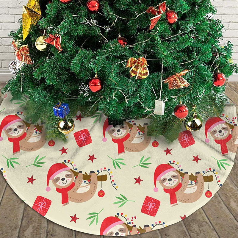 Christmas Sloth Christmas Tree Skirt for Christmas Decorations for Xmas Party and Holiday Decorations - 36" Home & Garden > Decor > Seasonal & Holiday Decorations > Christmas Tree Skirts BASVO   