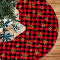 Christmas Tree Skirt with Red Buffalo Plaid Rustic Xmas Tree Skirt for Merry Christmas Xmas Holiday Party Decorations 48 Inch Home & Garden > Decor > Seasonal & Holiday Decorations > Christmas Tree Skirts COWDIY Red Buffalo Plaid  