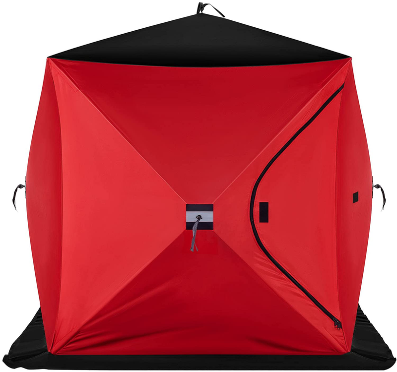 VEVOR 2 Person Ice Fishing Shelter, 300D Oxford Fabric Waterproof Ice Fishing Tent, Pop-Up Portable Isulated Ice Fishing Shelter (RED) Sporting Goods > Outdoor Recreation > Camping & Hiking > Tent Accessories VEVOR   