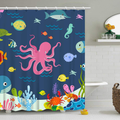 RosieLily Kids Shower Curtain, Ocean Shower Curtains , Under The Sea Shower Curtain with 12 Hooks, Sea Animal for Kids Bathroom Decor, 72 x72 Inch Home & Garden > Decor > Seasonal & Holiday Decorations RosieLily Kids 72W x 84H 