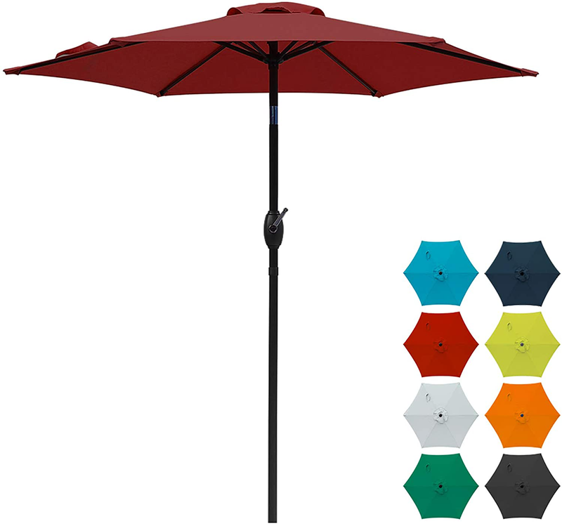 SUNVIVI OUTDOOR 7.5 Ft Patio Umbrella Outdoor Market Table Umbrella with Crank, 6 Ribs, Polyester Canopy, Beige