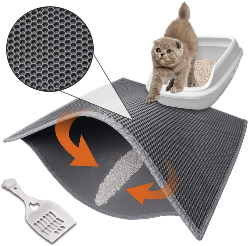 Pieviev Cat Litter Mat Anti-Tracking Litter Mat, 30" X 24" Inch Honeycomb Double Layer Waterproof Urine Proof Trapping Mat for Litter Boxes, Large Size Easy Clean Scatter Control (Scoop Included) Animals & Pet Supplies > Pet Supplies > Cat Supplies > Cat Litter Pieviev   