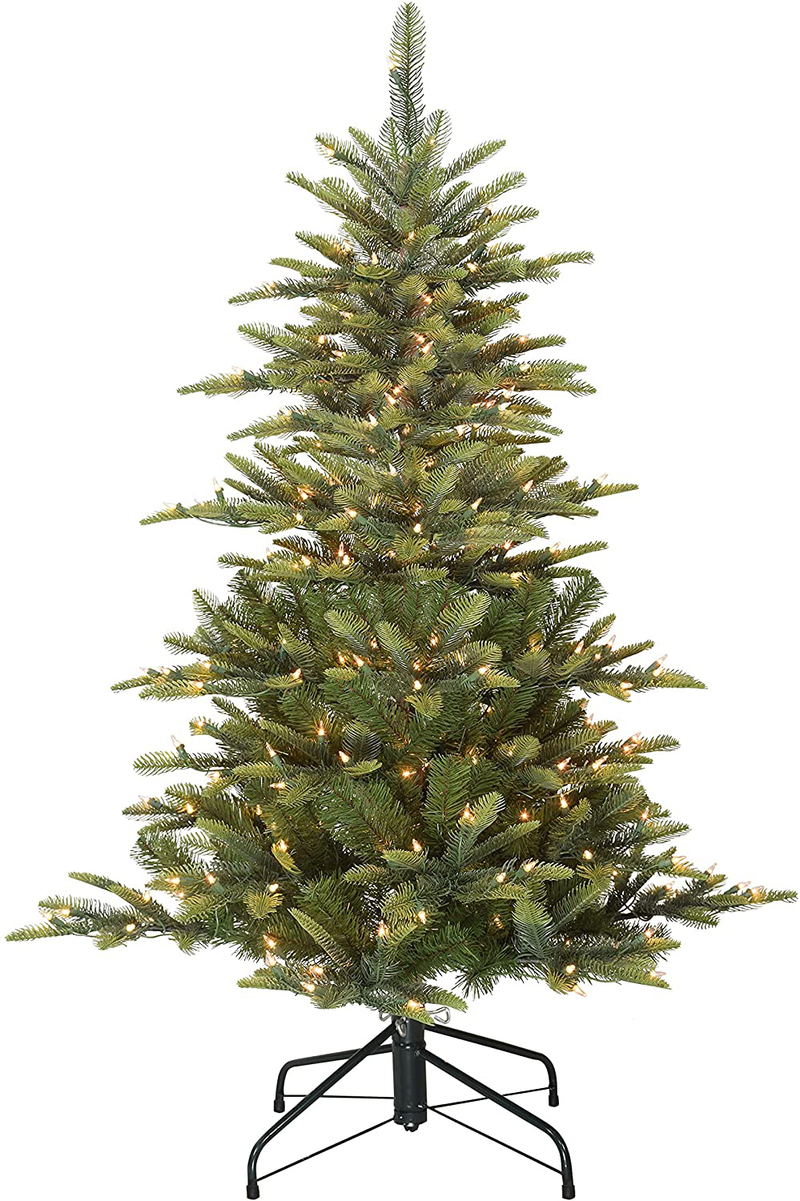 Puleo International 4.5 Foot Pre-Lit Aspen Fir Artificial Christmas Tree with 250 UL Listed Clear Lights, Green