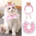 Legendog Cat Clothes, Princess Cat Costumes for Cats, Cute Lace Dog Bandanas and Cat Crown Accessories for Cats Small Dogs, Pink Outfit for Cat Birthday Party Supplies