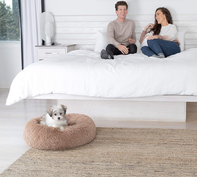GM PET SUPPLIES Donut Cuddler Dog Bed - Calming Orthopedic round Pet Bed for Dogs and Cats - Fluffy Faux Fur Dog Bed with anti Slip Bottom for Small, Medium, and Large Dogs - Machine Washable Animals & Pet Supplies > Pet Supplies > Dog Supplies > Dog Beds GM PET SUPPLIES   