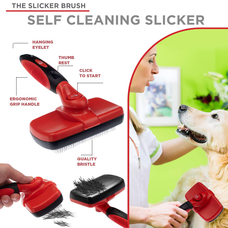 Complete Professional Pet Grooming Kit | Self Cleaning Slicker Brush for Dogs & Cats | Pro Grooming Brush Effectively Reduces Shedding Fur | Pet Hair Remover Brush Gloves | Combo Gift Set Animals & Pet Supplies > Pet Supplies > Dog Supplies Pet Pull   