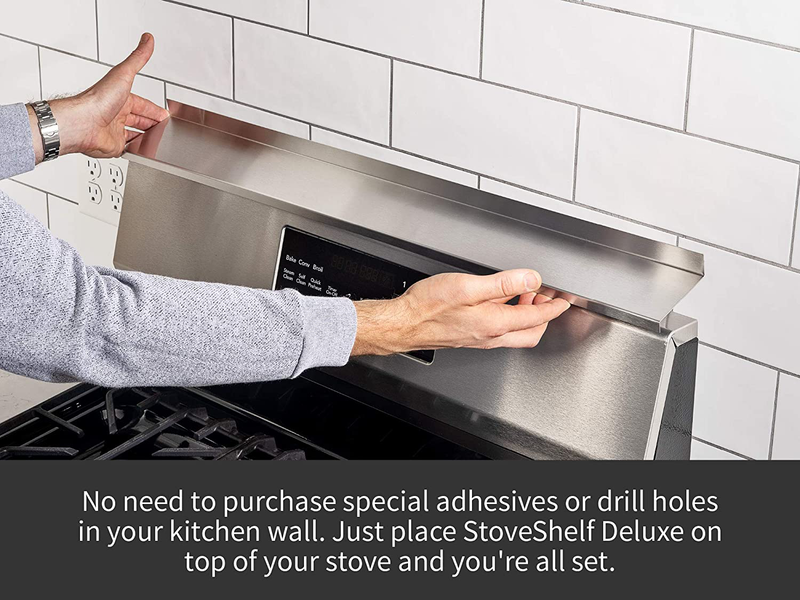Stoveshelf Deluxe Magnetic Shelf for Kitchen Stove - Kitchen Storage Solution with Zero Installation - Black - 30" Length