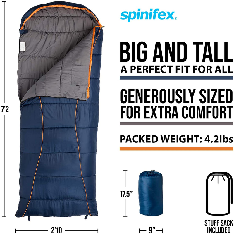 Spinifex Sleeping Bag | Cozy and Thick Sleeping Bags Delivers Extra Warmth | Advanced Hollow Fiber Provides Extreme Comfort | Tear Resistant No Snags Sleeping Bags for Adults. Camping Sleeping Bags Sporting Goods > Outdoor Recreation > Camping & Hiking > Sleeping Bags Spinifex   