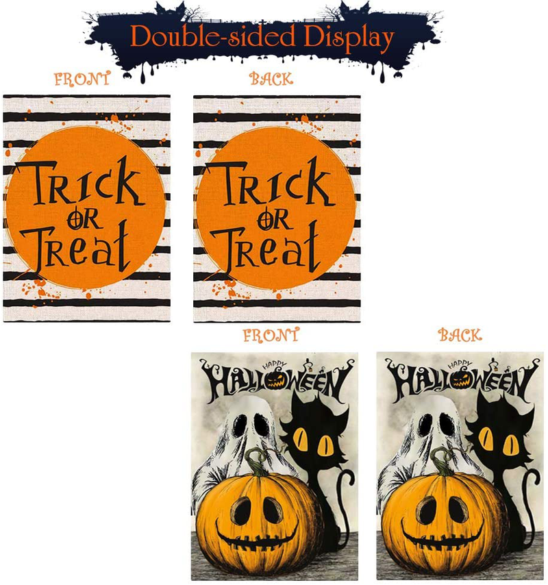 Didida 2Pack Halloween Decoration Vertical Double-Sided Outdoor Garden Flags,Happy Halloween Fall Pumpkin Ghost Vintage Burlap Flag Decor with Clips Stoppers for Home Front Door Outside Yard Lawn Arts & Entertainment > Party & Celebration > Party Supplies Didida   