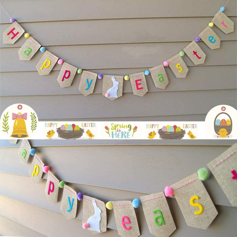 Happy Easter Burlap Banner Decorations, Happy Easter Garland, Easter Decor, Easter Bunting, Easter Bunny Sign, Farmhouse Banner, Easter Decorations for Mantle,Easter Bunny Banner Gift for Kids … Home & Garden > Decor > Seasonal & Holiday Decorations PAMMYAN Happy Easter  