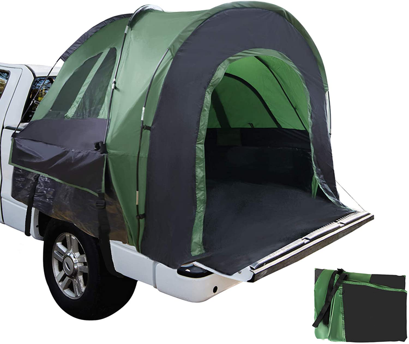 SHANTRA, Truck Bed Tent 6.8' X 5.4' X 5.5' with Extra Tent Cover, Full Size Truck Tent Two Person Sleeping Capacity, Full Coverage Waterproof Pickup Tent for Camping, Hiking, Fishing, Green & Black Sporting Goods > Outdoor Recreation > Camping & Hiking > Tent Accessories SHANTRA US DIRECT   