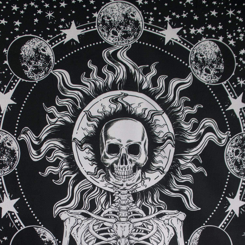 Lifeel Skull Tapestry Meditation Skeleton Chakra Starry Black and White Yoga Wall Hanging Home Decor for Room (50"×60") Home & Garden > Decor > Artwork > Decorative Tapestries Lifeel   