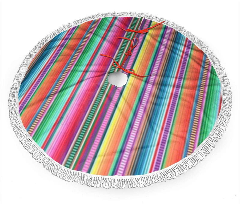 MSGUIDE Mexican Blanket Serape Stripe Christmas Tree Skirt 36 Inch Large Halloween Xmas Tree Decor for Holiday Party Decor Christmas Decoration