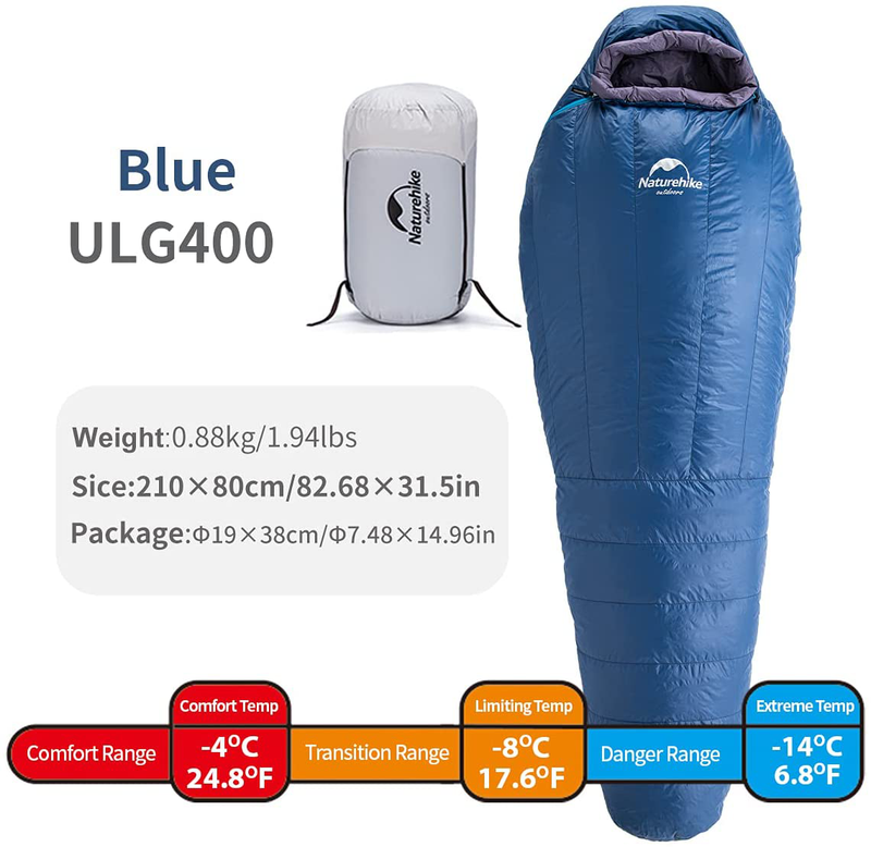 Naturehike Lightweight Portable Sleeping Bag 800 Fill Power Mummy Goose down Sleeping Bag for Adults Winter Outdoor Camping Hiking Sporting Goods > Outdoor Recreation > Camping & Hiking > Sleeping Bags Naturehike   