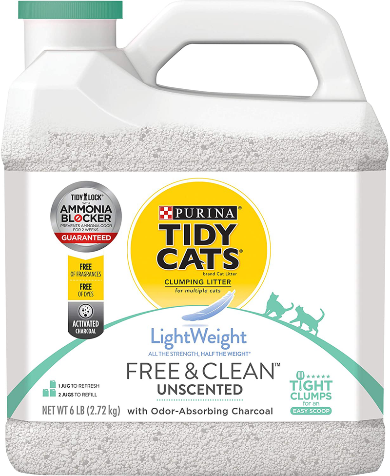 Purina Tidy Cats LightWeight Free & Clean Clumping Cat Litter Animals & Pet Supplies > Pet Supplies > Cat Supplies > Cat Litter Nestlé Purina PetCare Company Free & Clean (3) 6 lb. Jugs 