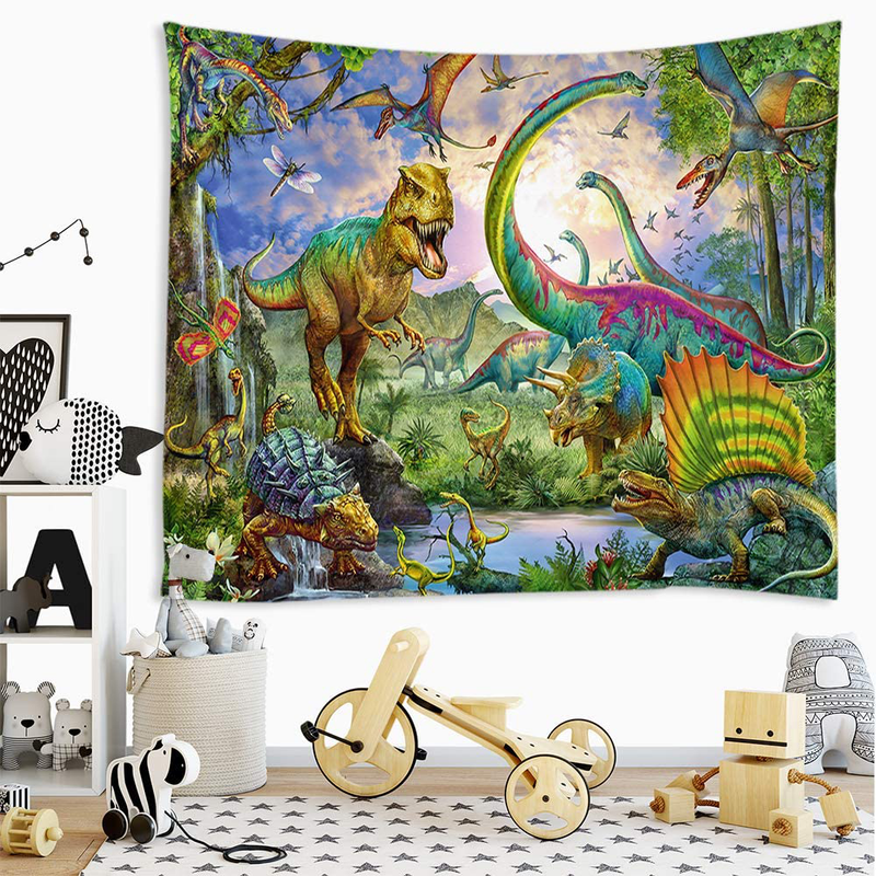 Sevendec Dinosaur Tapestry Wall Hanging Wild Anicient Animals Wall Tapestry Jurassic Hand Painted Wall Decor for Kids Children Bedroom Living Room Dorm W59 x L51 Home & Garden > Decor > Artwork > Decorative Tapestries Sevendec Dinosaur-3 W59" x L51" 