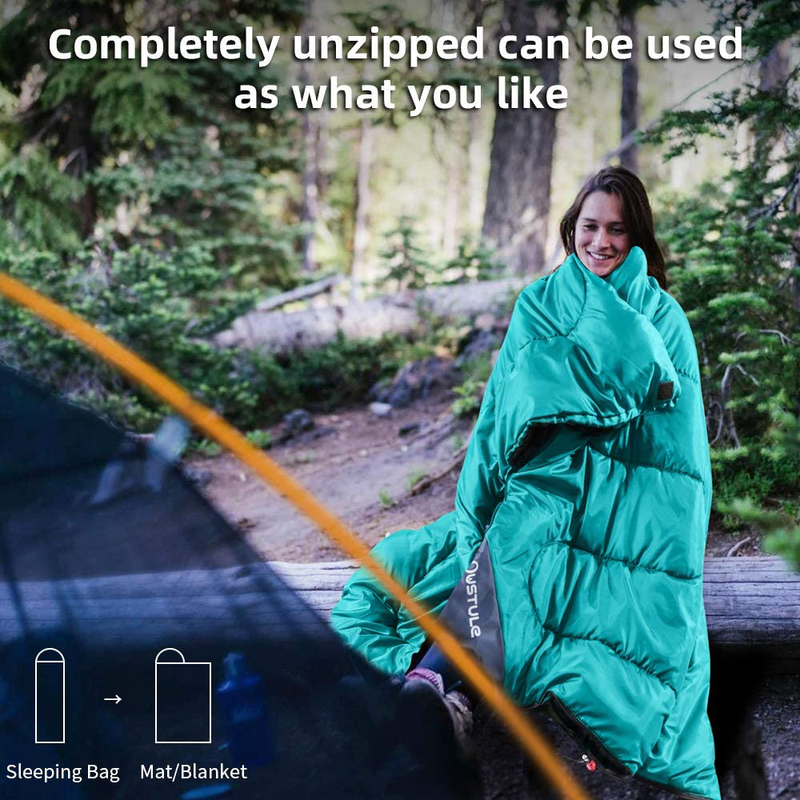 OUSTULE Camping Sleeping Bag -3 Season Warm & Cool Weather, Lightweight, Waterproof Indoor & Outdoor Use for Adults & Kids for Backpacking, Hiking, Traveling, Camping with Compression Sack Sporting Goods > Outdoor Recreation > Camping & Hiking > Sleeping Bags OUSTULE   