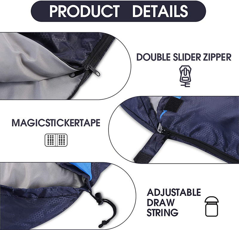 Sleeping Bags for Adults Backpacking Lightweight Waterproof- Cold Weather Sleeping Bag for Girls Boys Mens for Warm Camping Hiking Outdoor Travel Hunting with Compression Bags Sporting Goods > Outdoor Recreation > Camping & Hiking > Sleeping Bags JEAOUIA   