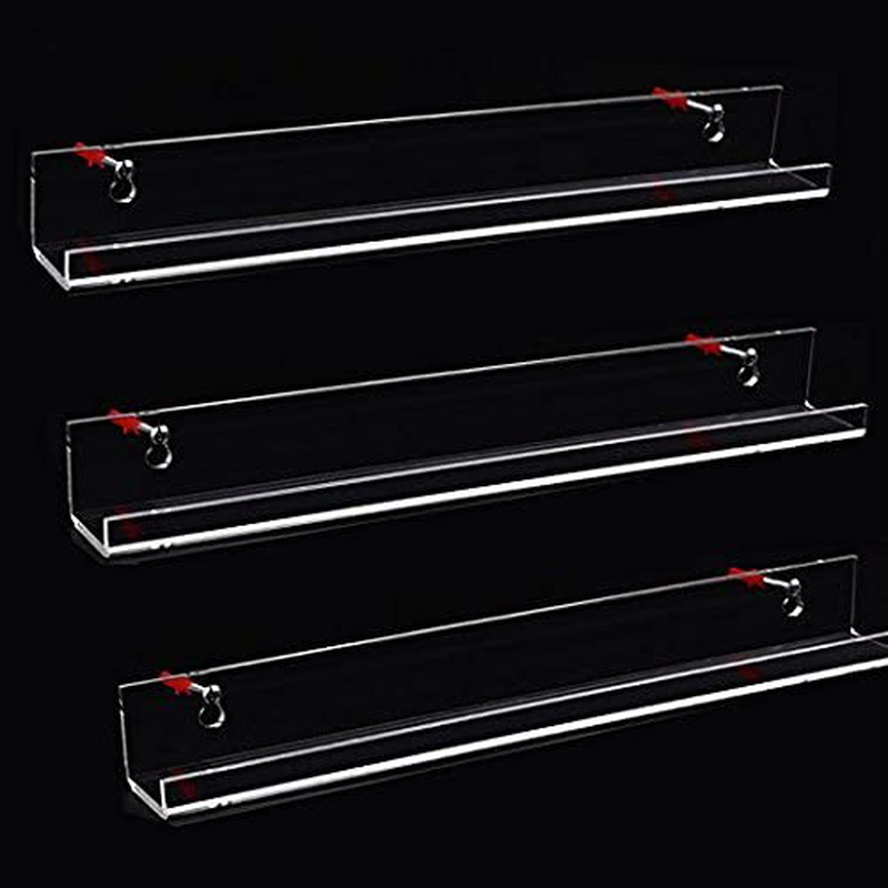 Sooyee 6 Pack 15 Inch Acrylic Invisible Kids Floating Bookshelf for Kids Room,Modern Picture Ledge Display Toy Storage Wall Shelf,Clear