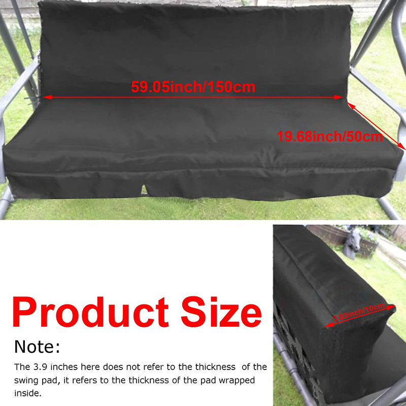 Porch Swing Cushion Replacement Cover, 3 Seater Outdoor Swing Seat Cushion Cover Waterproof Swing Seat Pads Cushion for Patio Garden Yard Patio Swing Chair Home & Garden > Lawn & Garden > Outdoor Living > Porch Swings ROLLMOSS   